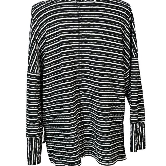 Habitat Double Face Kickback Top Size Large Black Stripes Boxy Lagenlook Comfy - Picture 2 of 6